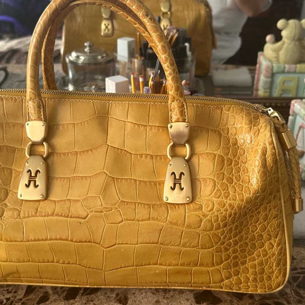 Cole Haan Gold Croc-Embossed Tote - Picture 2 of 12